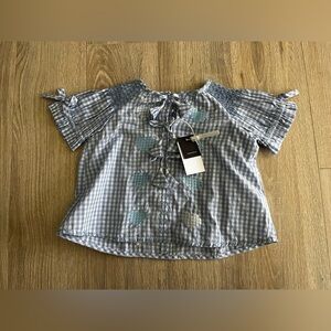 NWT Innika Choo Girls Oliver Daily Smock Top Baby Blue Gingham - Size 4